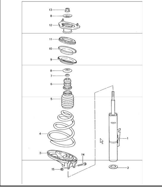 suspension shock absorber strut 996 TURBO 2001-05