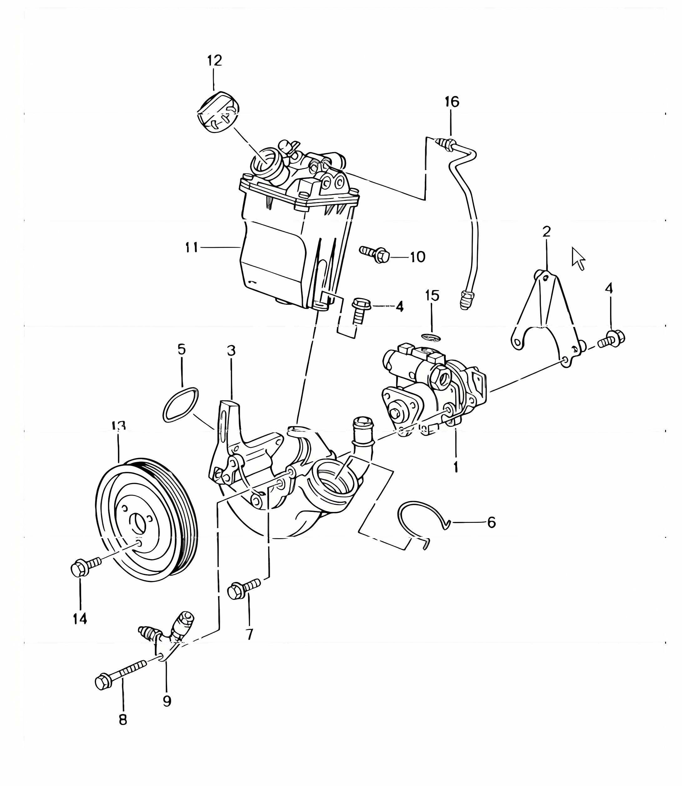 power steering, power-steering pump, container 996 TURBO 2001-05