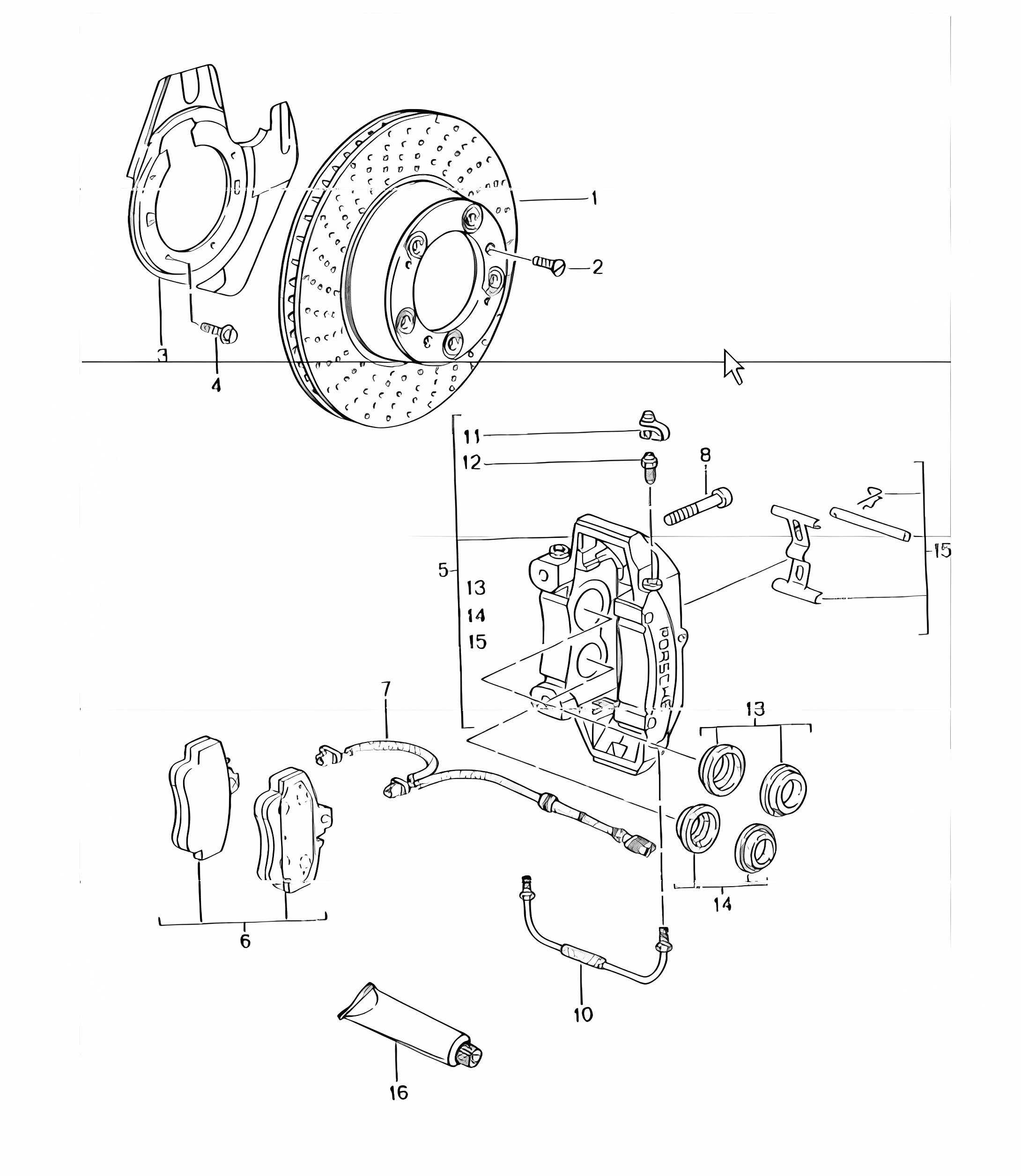 disc brake front axle 996 TURBO 2001-05