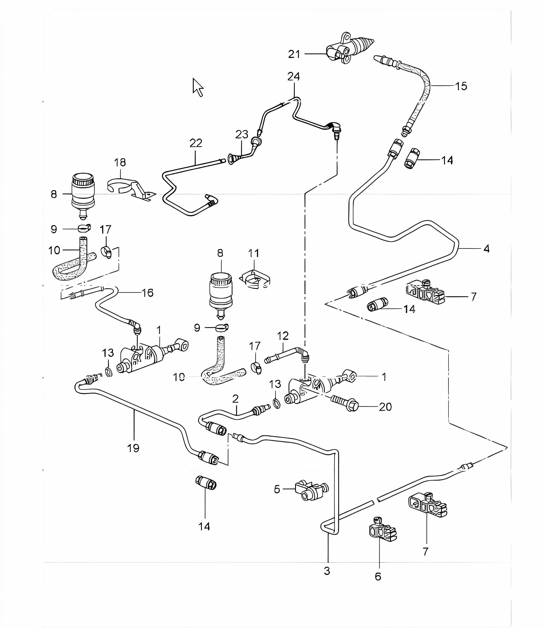 clutch actuation, clutch master cylinder, clutch pipeline 996 TURBO 2001-05