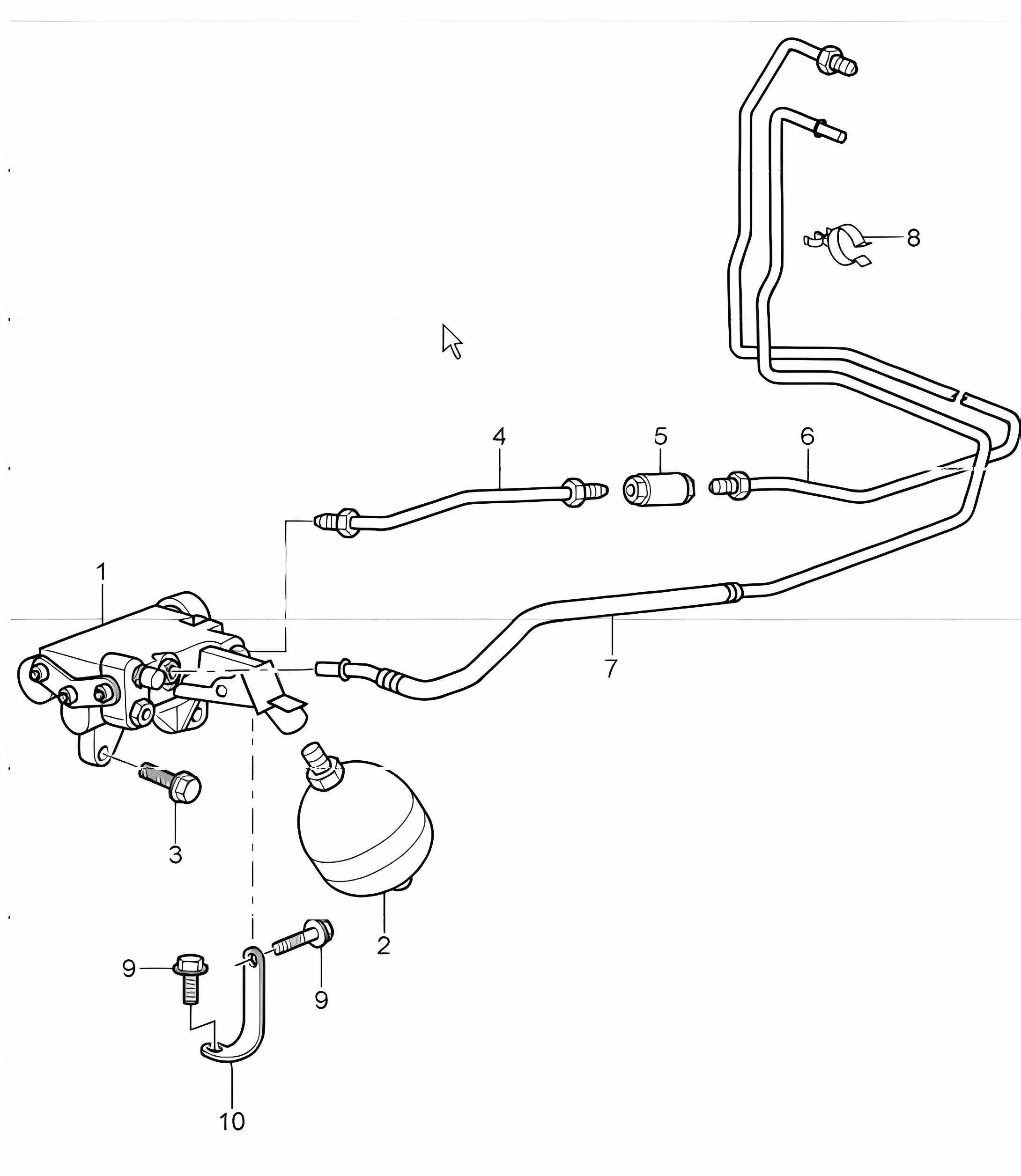 clutch actuation, clutch pipeline, pressure accumulator, clutch operating cylinder 996 TURBO 2001-05