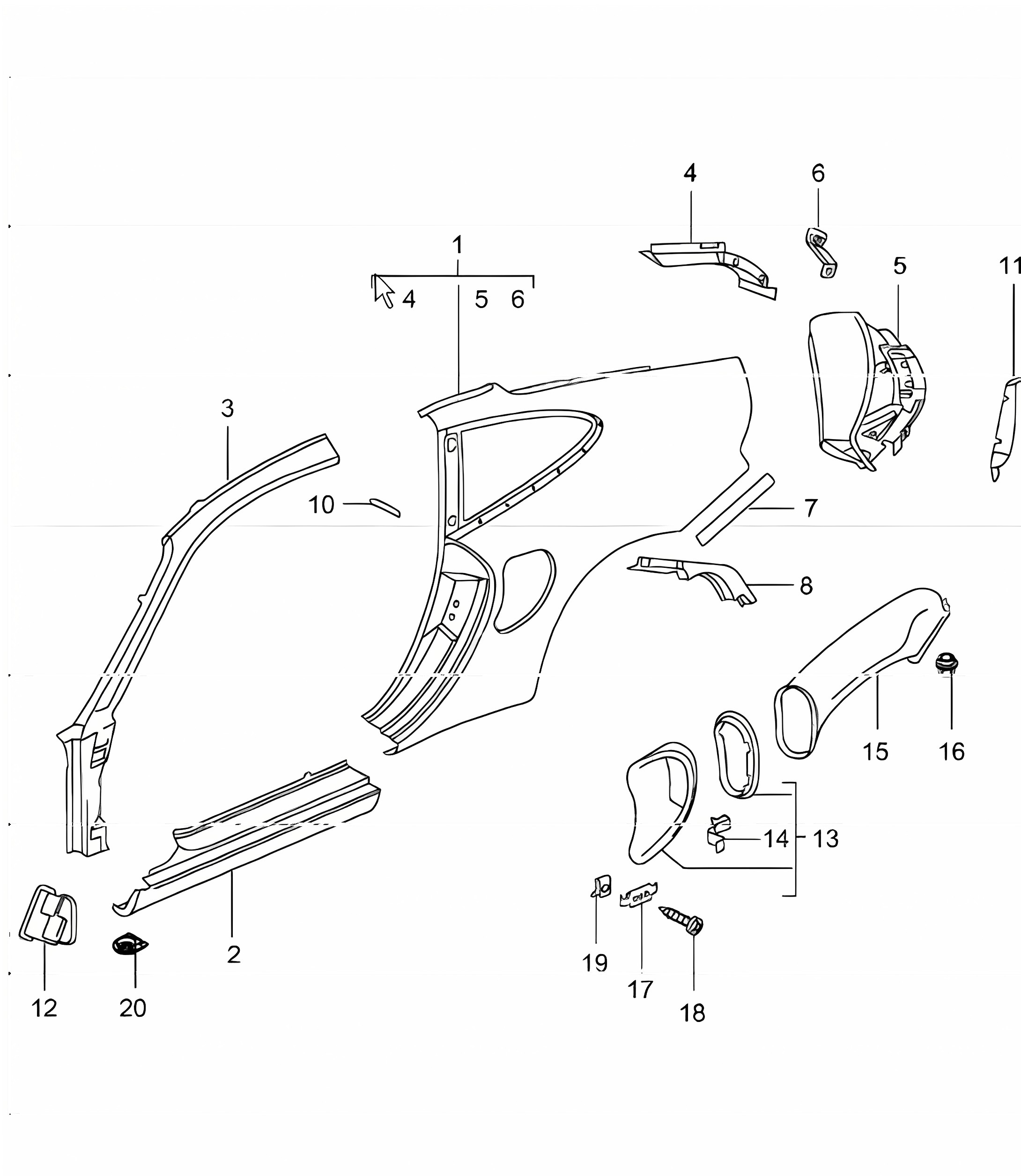 side section outer 996 TURBO 2001-05