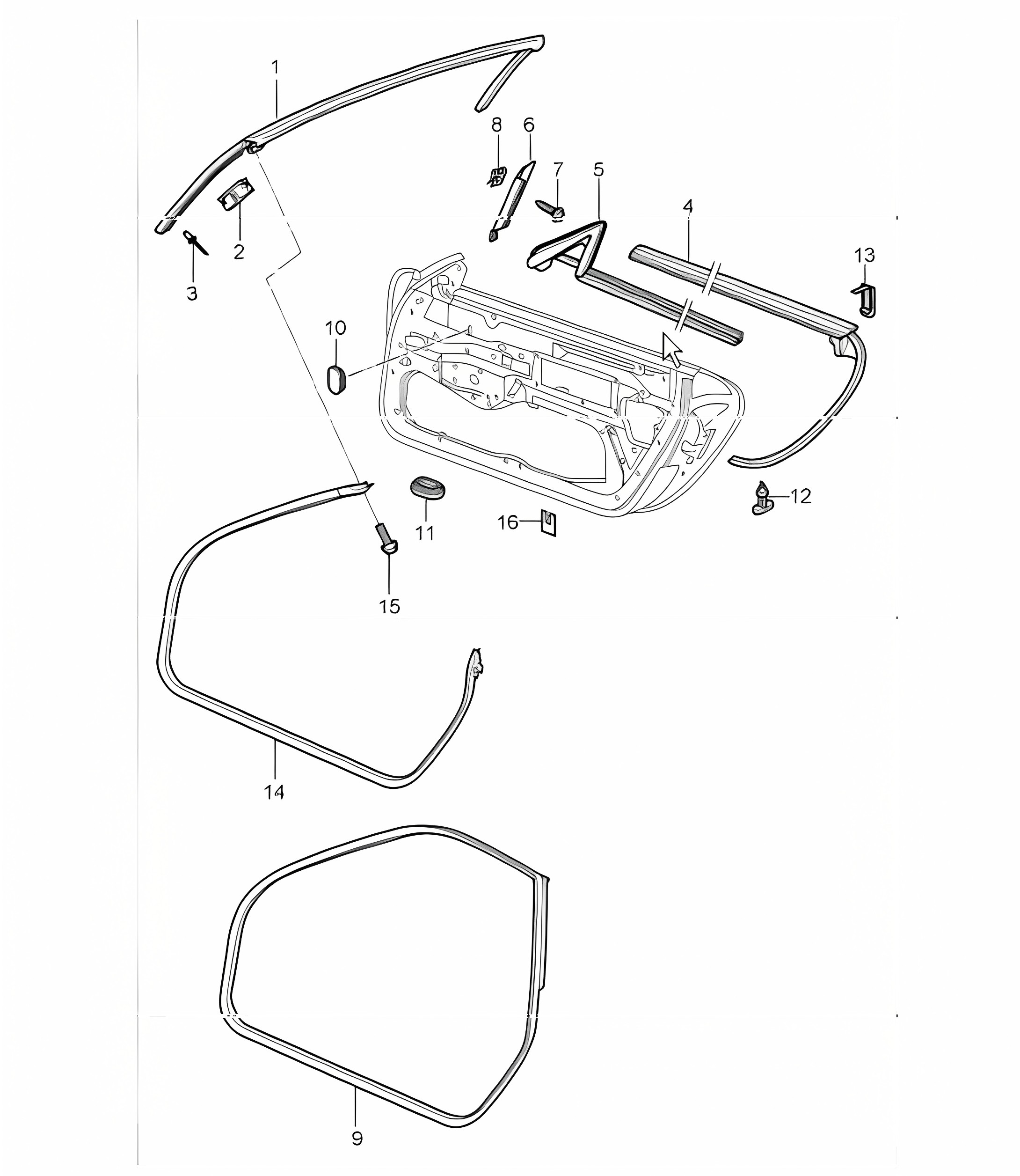 door seal gasket windscreen frame 996 TURBO 2001-05