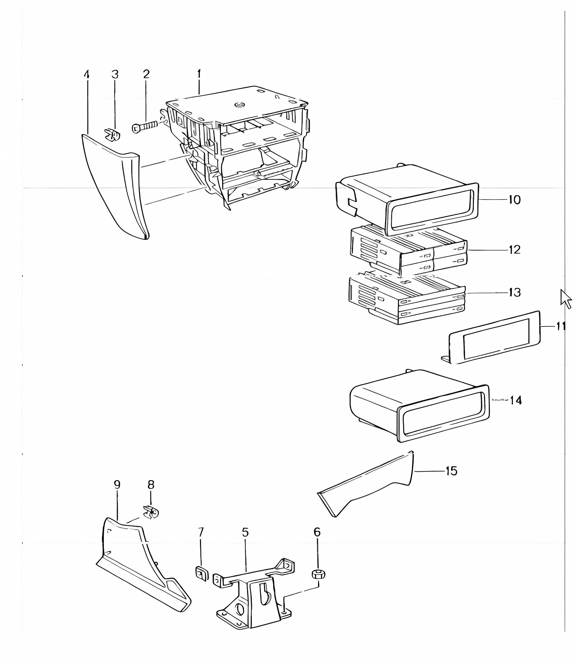 centre console front 996 TURBO 2001-05