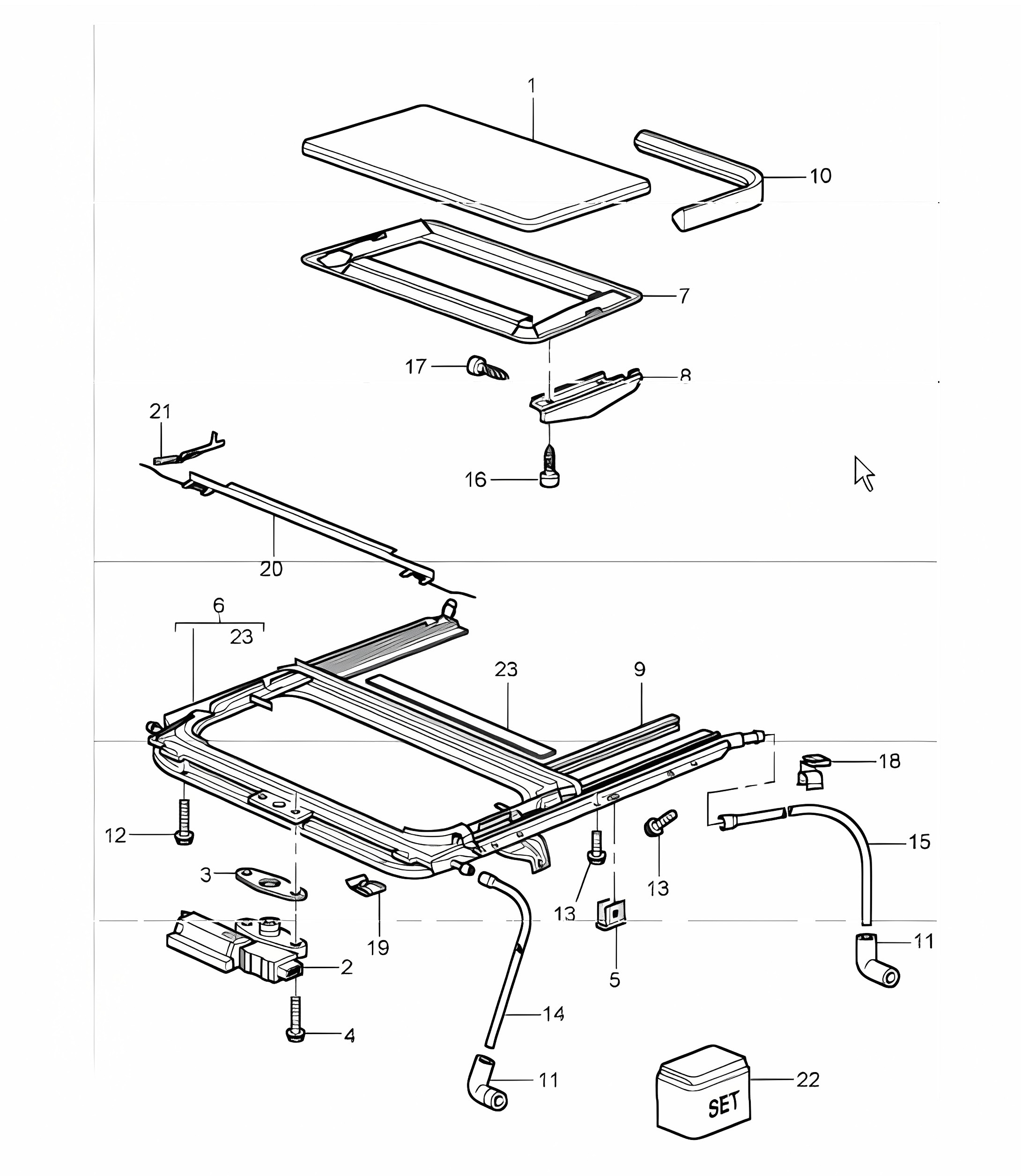 sunroof 996 TURBO M650 (Electrical sliding roof) 2001-05