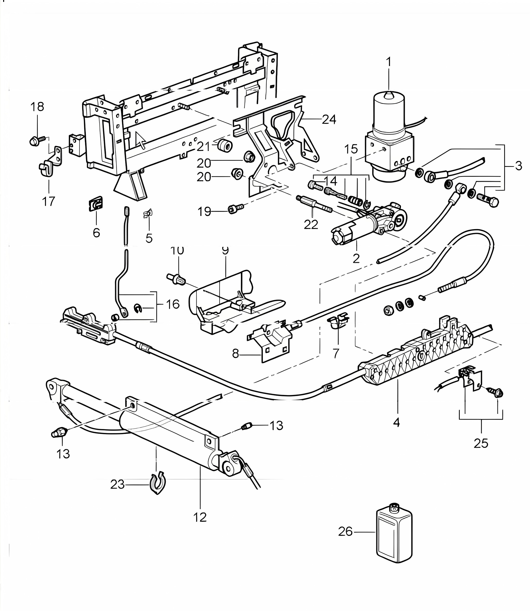 convertible top, driving mechanism, hydraulic 996 TURBO 2001-05