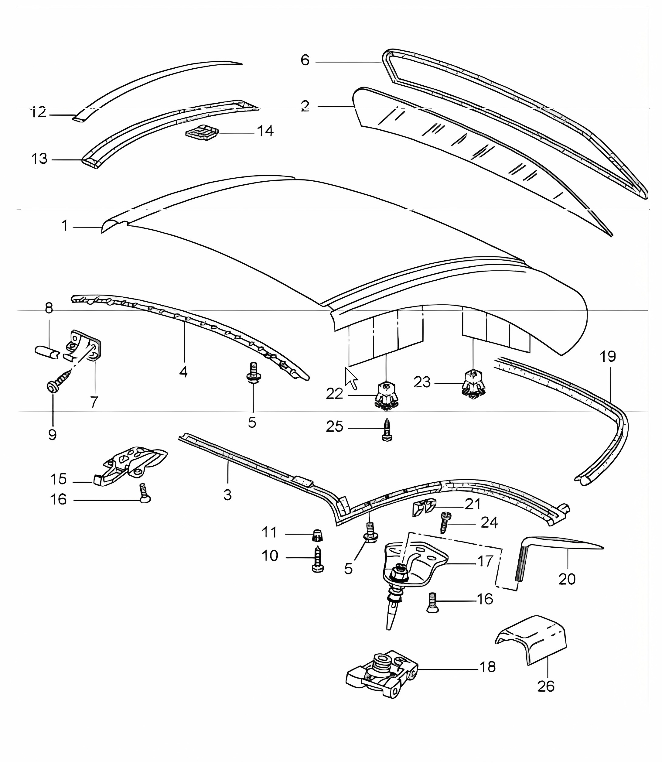 hardtop, accessories, gaskets 996 TURBO M550 (Hard Top) 2001-05