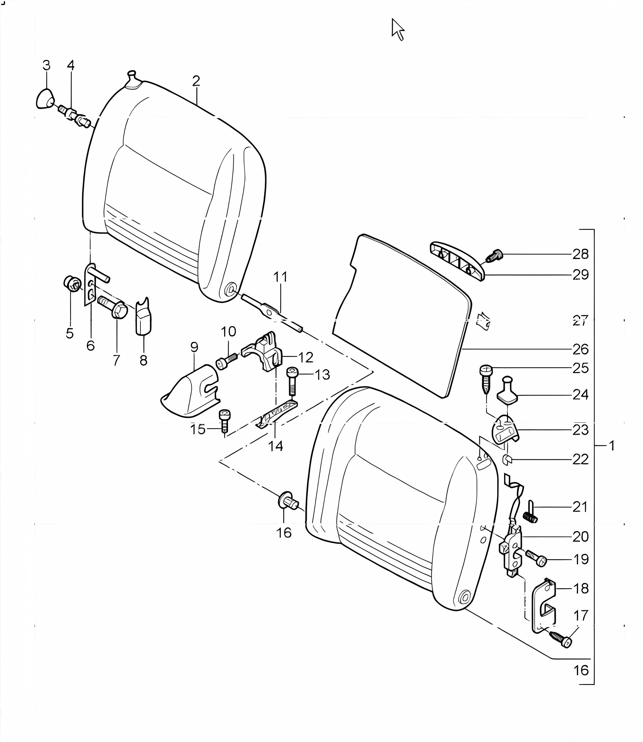 back seat backrest 996 TURBO COUPE 2001-05