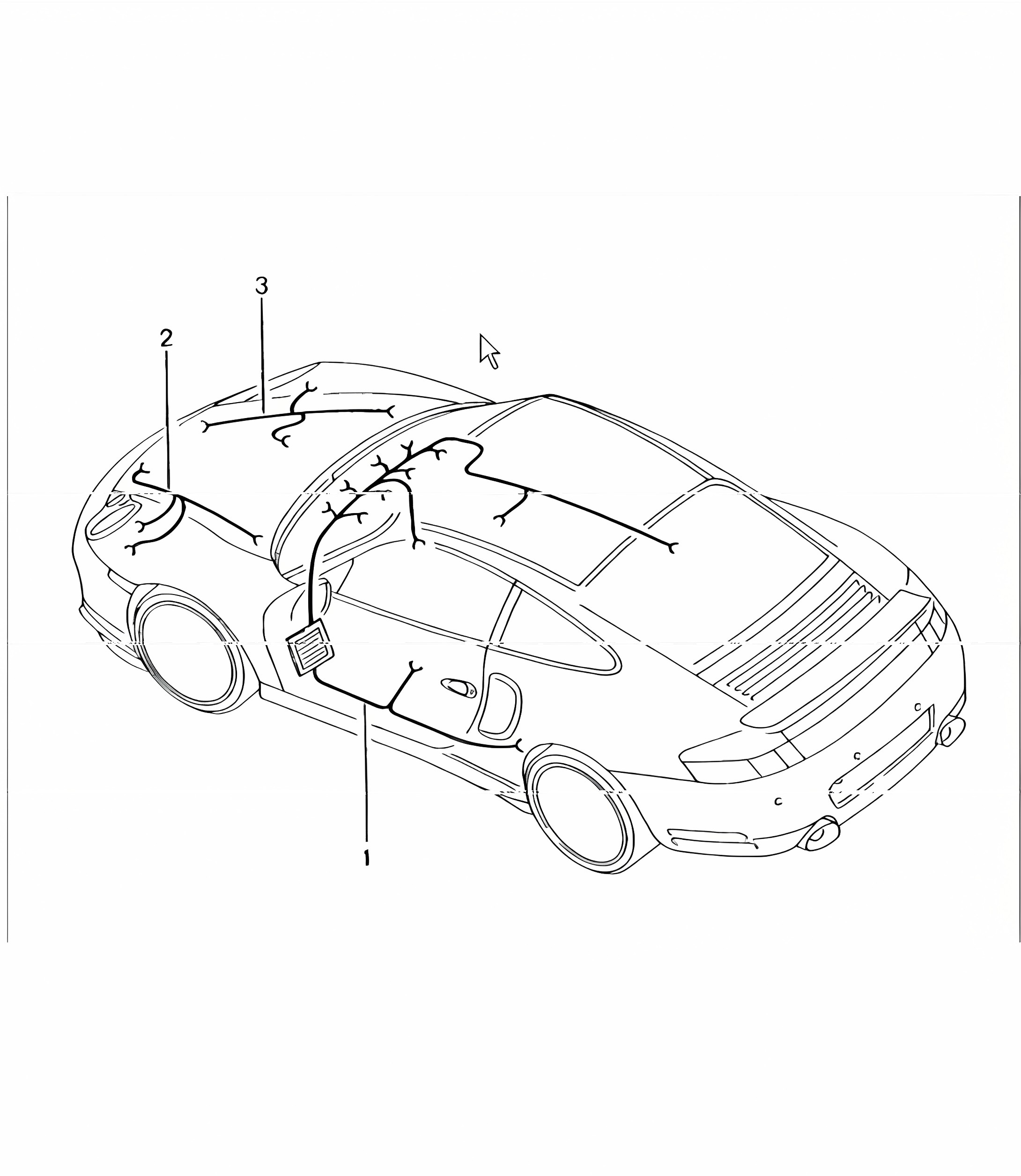 wiring harnesses: passenger compartment, glove compartment, FRONT luggage compartment, repair kit, anti-lock brake system, brake pad wear, indicator front axle 996 TURBO 2001-05