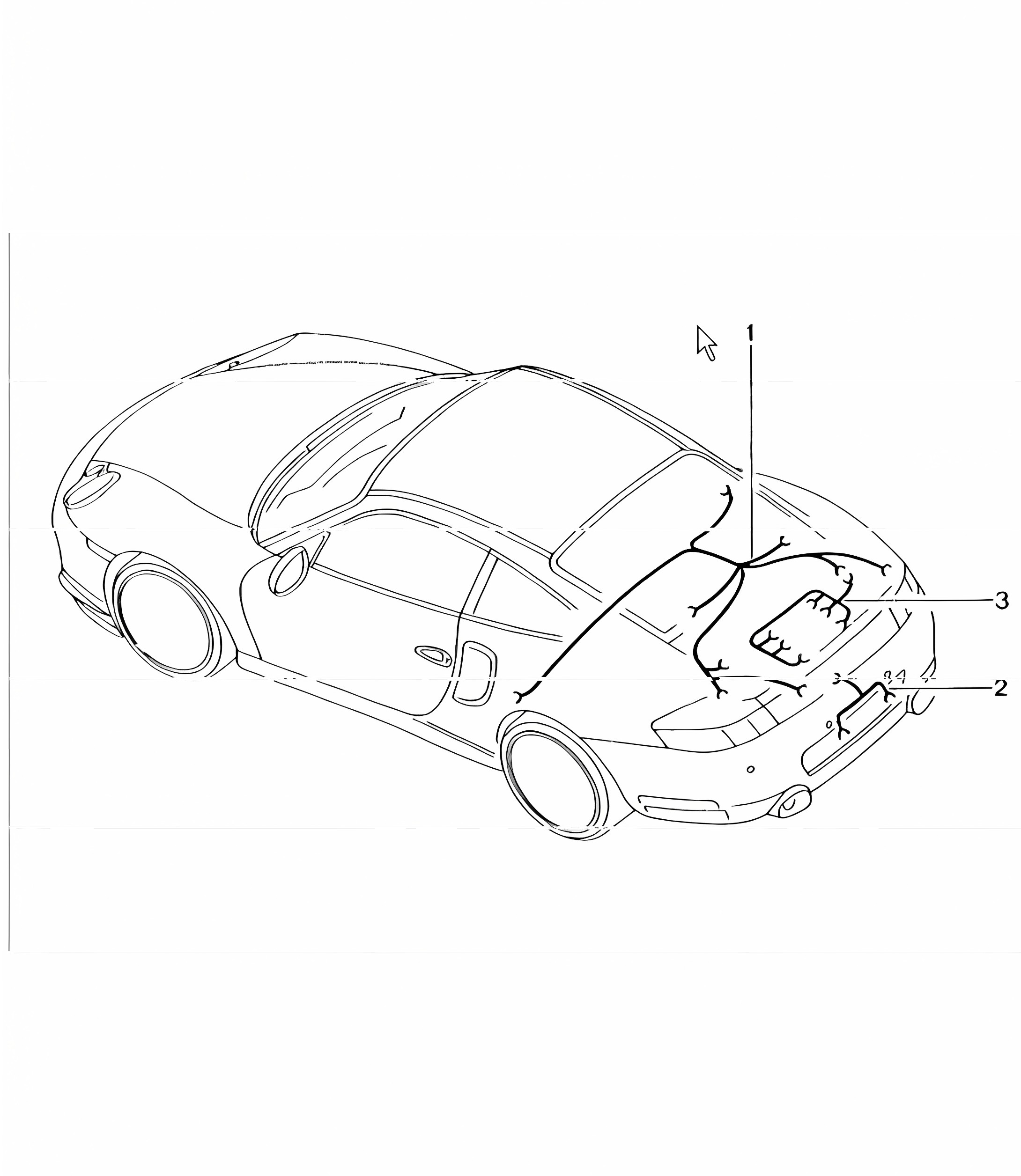 wiring harnesses: rear end, additional brake light, rear lid, license plate light, engine, transmission, repair kit, anti-lock brake system, brake pad wear indicator, rear axle 996 TURBO 2001-05