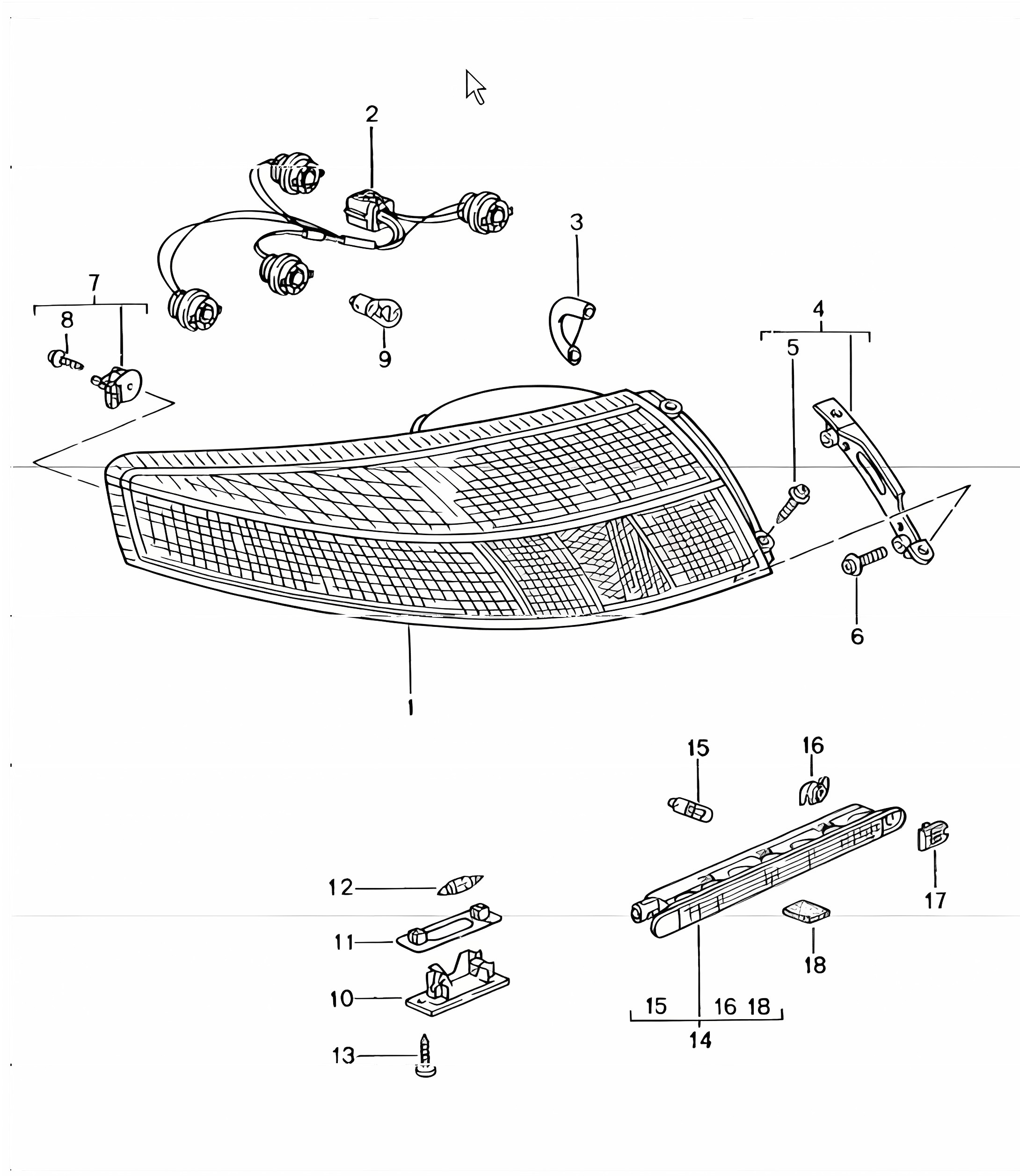 rear light, license plate light, additional brake light 996 TURBO 2001-05