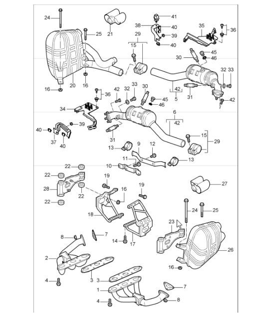 Diagram 202-01 Porsche 991 (911) MK1 2012-2016 Fuel System, Exhaust System