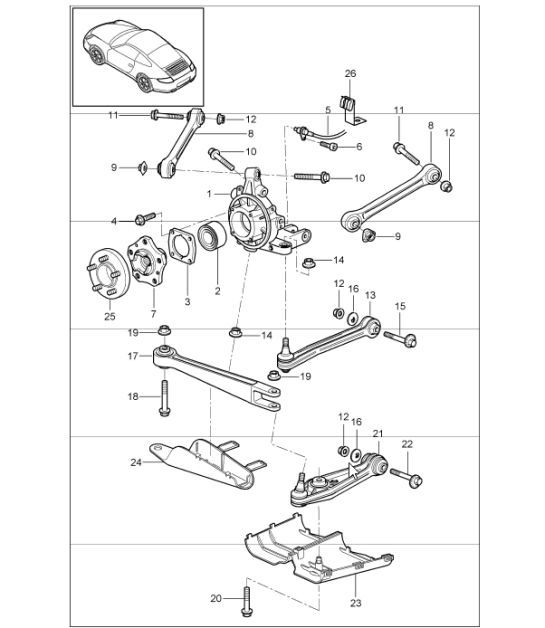 Diagram 501-00 Porsche Cayenne 92A (958) 2010-2017 Rear Axle