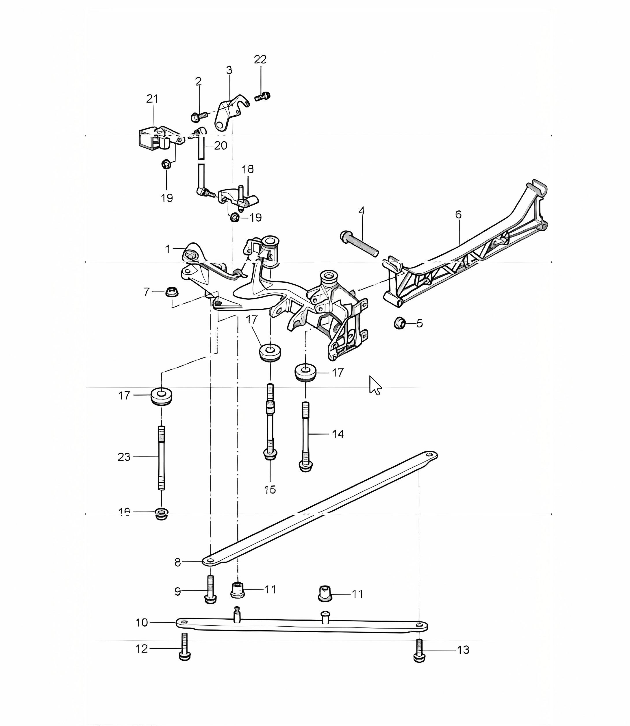 rear axle, side section, bracket 997.1 2005-08