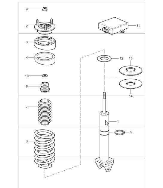 Diagram 502-01 Porsche 997 MK1 Carrera 2 3.6L 2005-08 Eje posterior