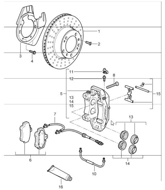 Diagram 602-01 Porsche 997 (911) MK2 2009-2012 Wheels, Brakes