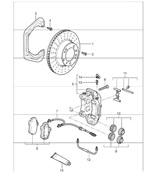 Diagram 603-00 Porsche 991 (911) MK2 2016-2019 Wielen, Remmen
