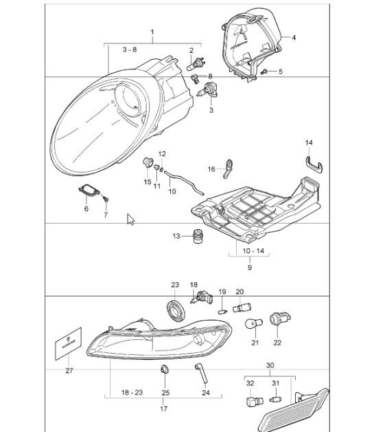 Diagram 905-00 Porsche Boxster 718 (982) 2017>> Materiale elettrico