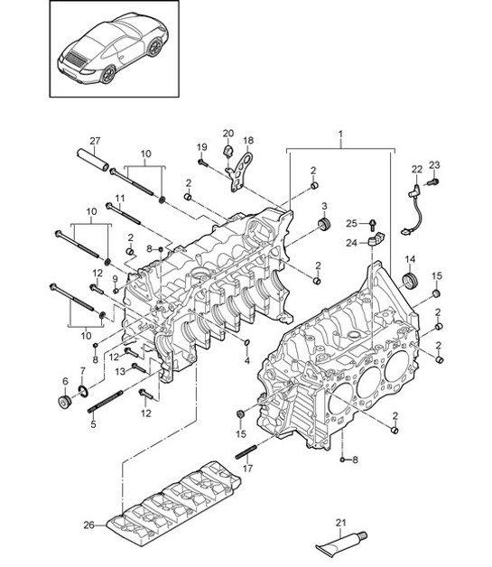 Diagram 101-005 Porsche Cayman 718 2.0L Manual (300 Bhp) Motor