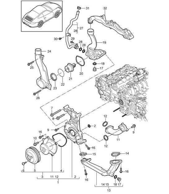 Diagram 105-000 Porsche 993 (911) RS 1994-97 Engine