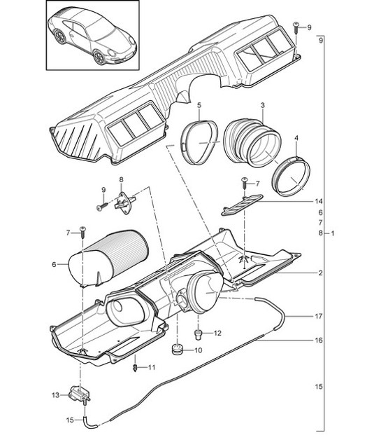 Diagram 106-000 Porsche 996 (911) (1997-2005) Engine