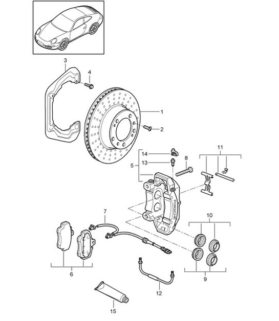 Diagram 603-001 Porsche 997 (911) MK1 2005-2008 Wheels, Brakes