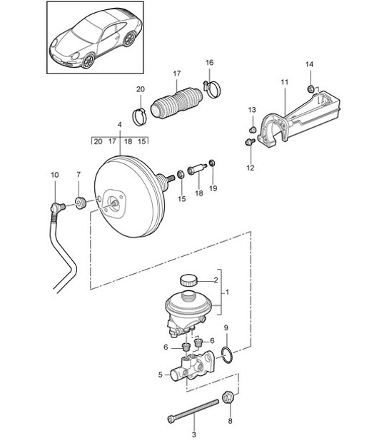 Diagram 604-000 Porsche 997 (911) MK2 2009-2012 Wielen, Remmen