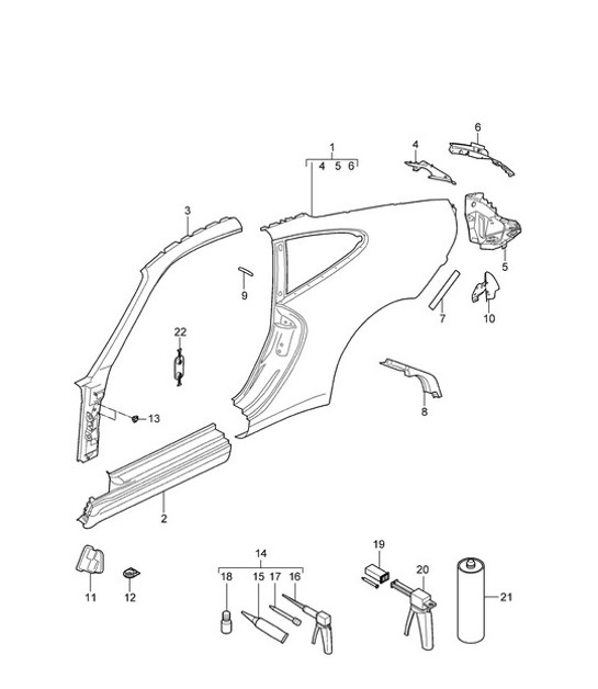 Diagram 801-055 Porsche 993 (911) C4S 1994-97 Body