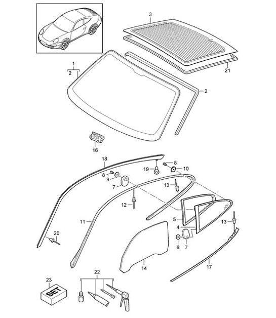Diagram 805-000 Porsche 996 (911) (1997-2005) Body