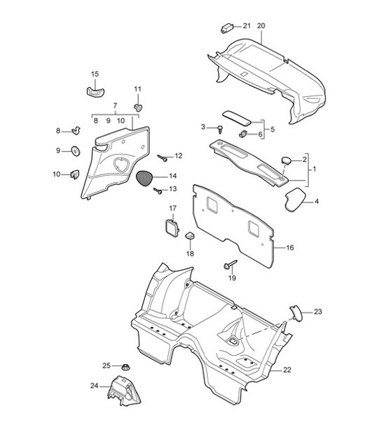 Diagram 807-007 Porsche Boxster 986/987/981 (1997-2016) Body