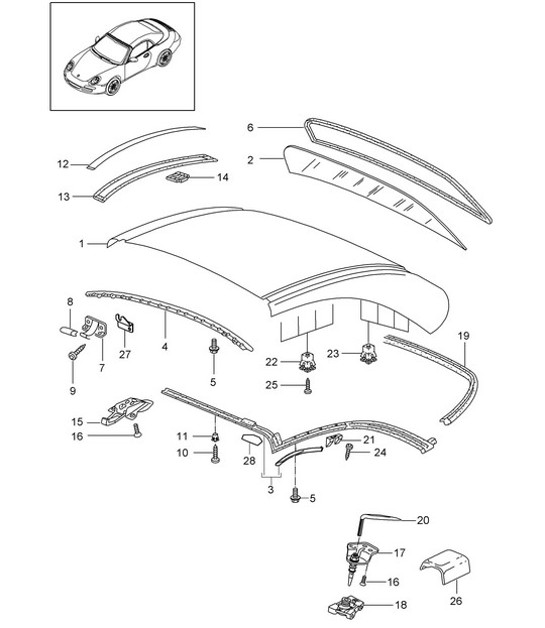 Diagram 811-016 Porsche Boxster 981 2.7L 2012-16 Body