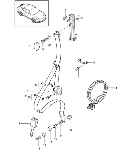 Diagram 812-000 Porsche 997 MKII GT3 2010-11 Carrosserie