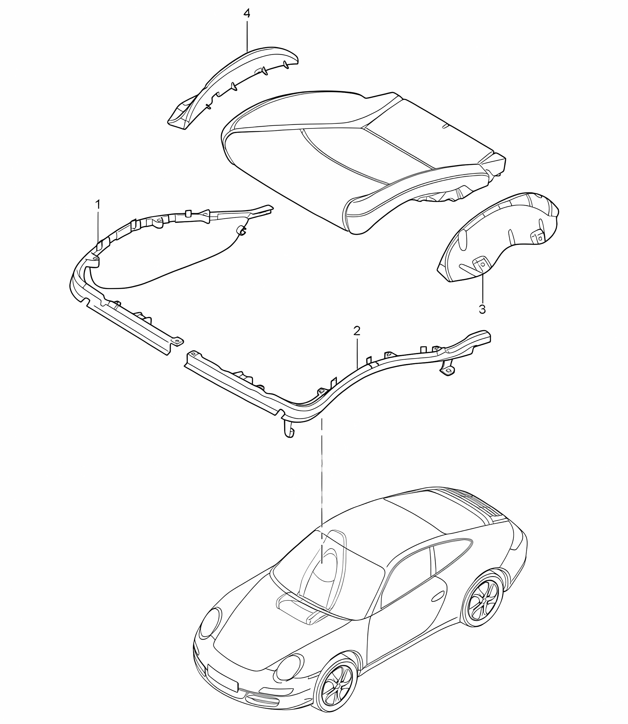 Cushion carrier / Frame / Seat surface / Sports seat 997.2 Carrera 2009-12
