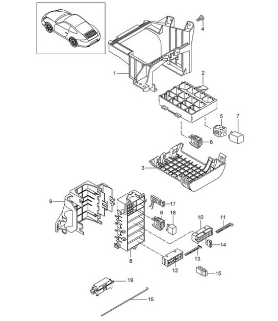 Diagram 902-000 Porsche 997 MKII GT3 2010-11 Elektrische apparatuur