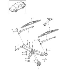 Windscreen wiper system, compl. / Rain sensor 997.2 Carrera 2009-12
