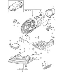 Headlights / Additional headlight / side marker light / Turn signal repeater - PR:603 - 997.2 Carrera 2009-12