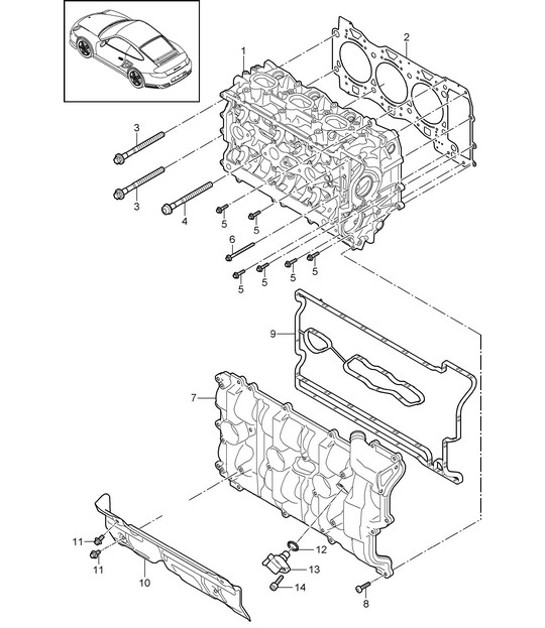 Diagram 103-000 Porsche 957 Cayenne S / GTS 4.8L 2007-10 Motor