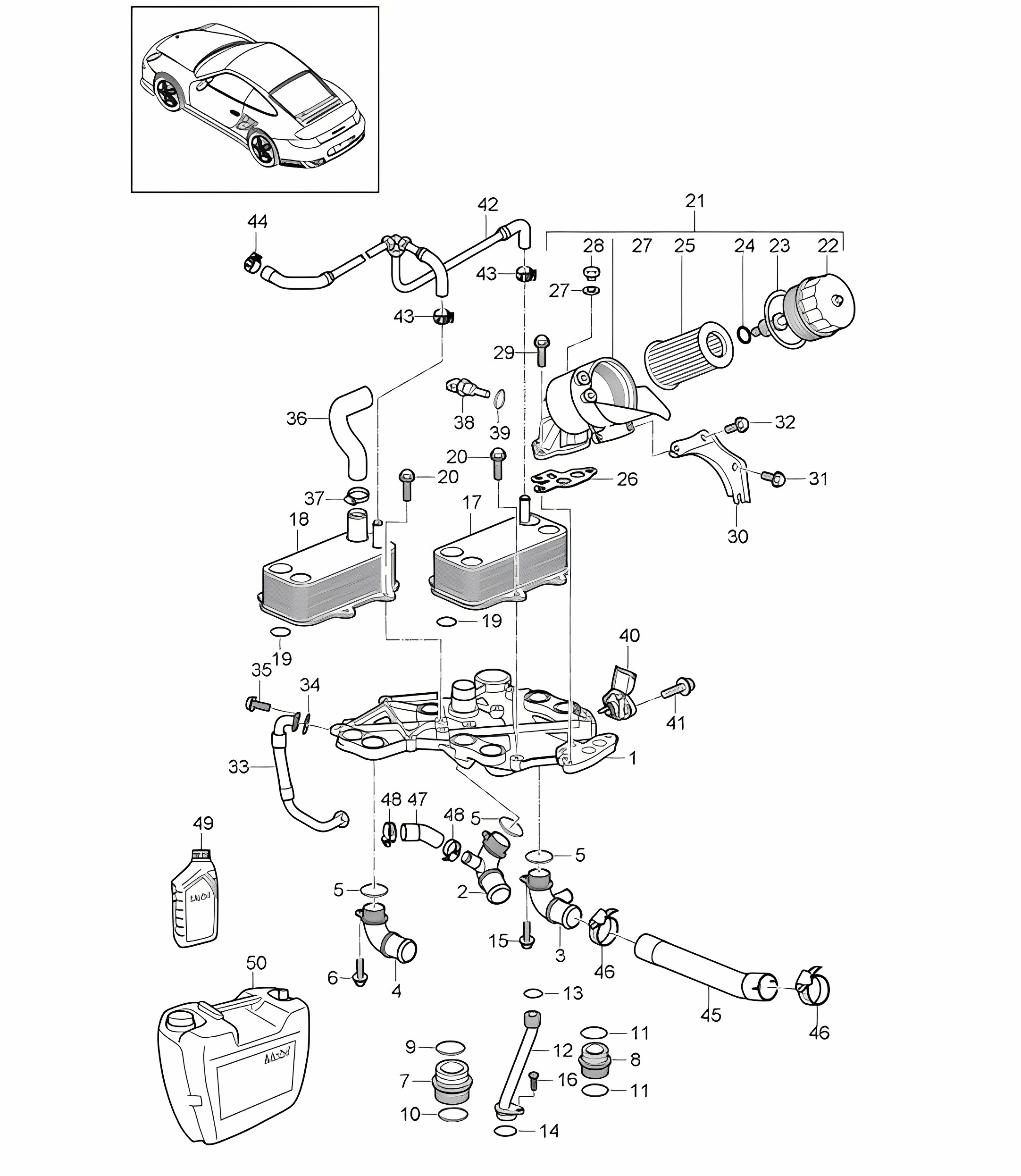 Oil filter / Console - 9770 - 997.2 GT2 RS 3.6L 2010-11