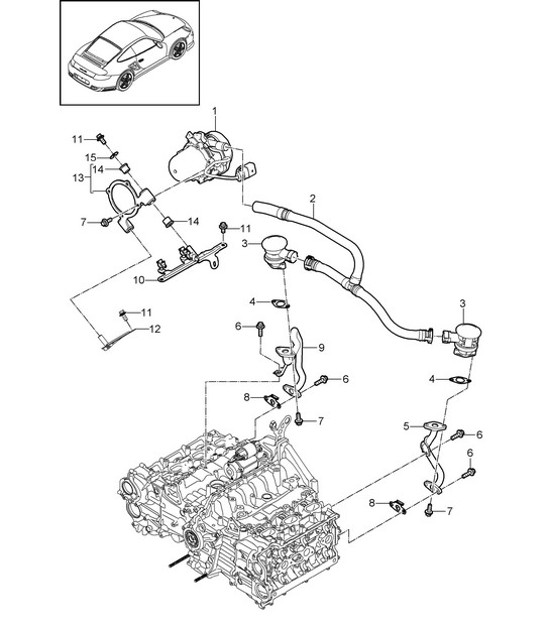 Diagram 108-005 Porsche Boxster 986/987/981 (1997-2016) Engine
