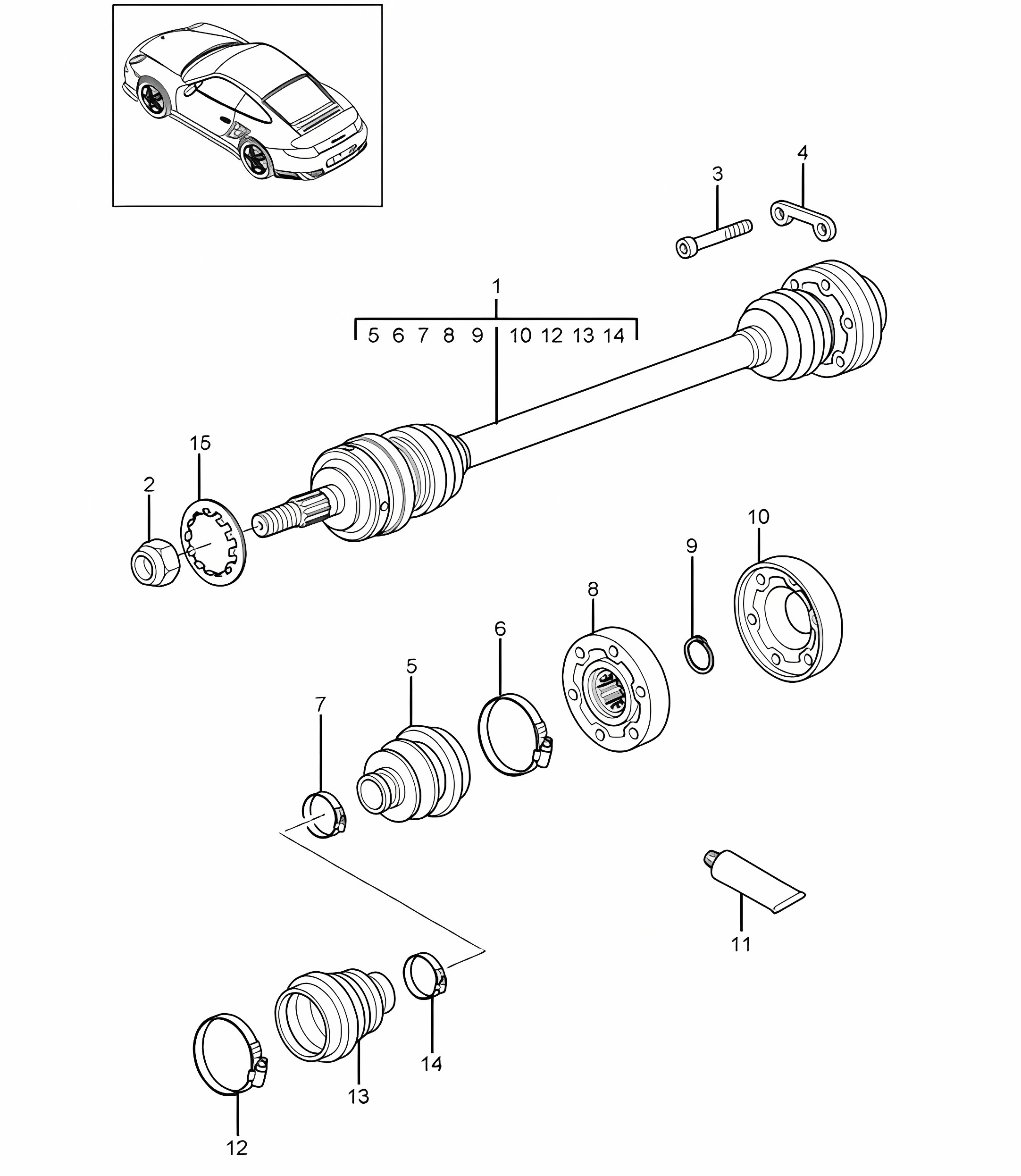 Drive shaft 997.2 Turbo 2010-13