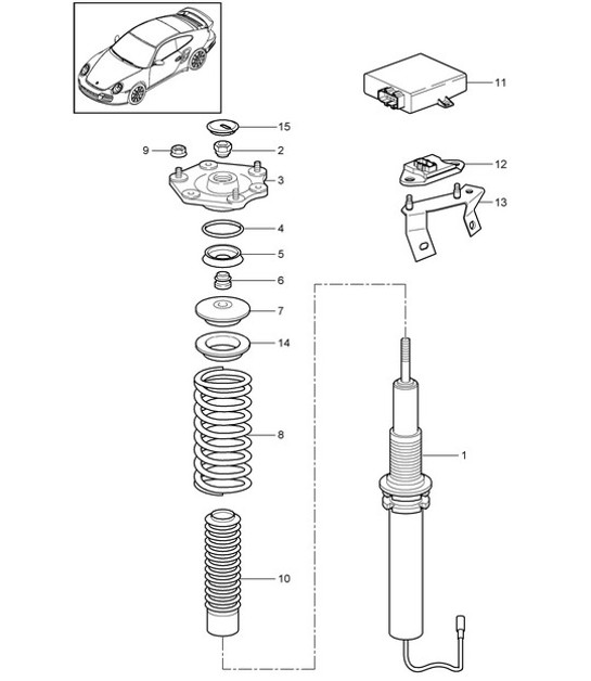 Diagram 402-001 Porsche Macan (95B) MK1 (2014-2018) Front Axle, Steering 