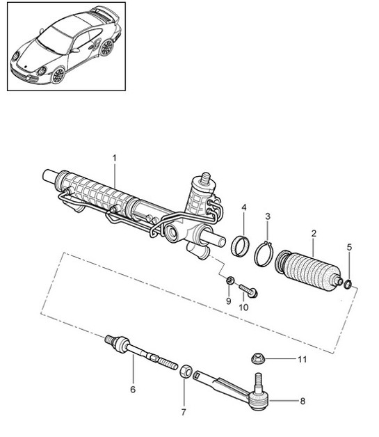 Diagram 403-000 Porsche 997 MK1 GT2 2007-09 Front Axle, Steering 