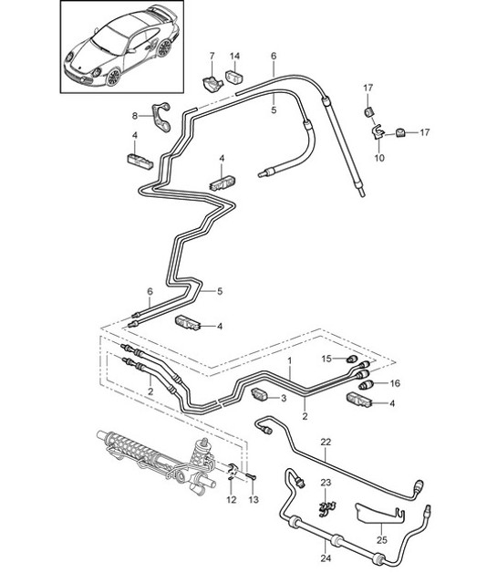 Diagram 403-002 Porsche 993 (911) C4S 1994-97 Front Axle, Steering 