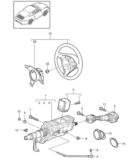 Diagram 403-005 Porsche 993 (911) C4S 1994-97 Front Axle, Steering 