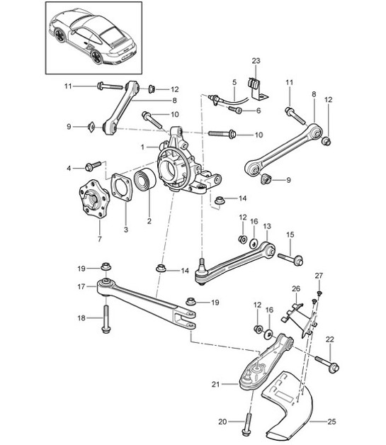 Diagram 501-000 Porsche 997 (911) MK1 2005-2008 Rear Axle