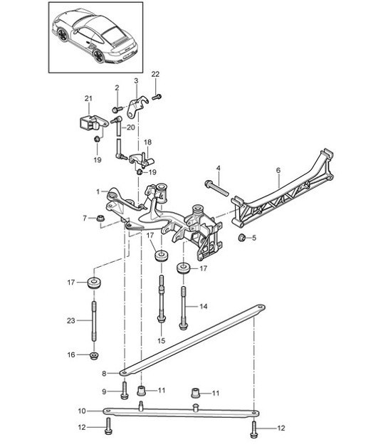 Diagram 501-001 Porsche Boxster 986 2.5L 1997-1999 Achteras