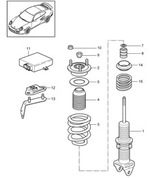 Shock absorbers / Coil spring 997.2 GT2 RS 2010-11
