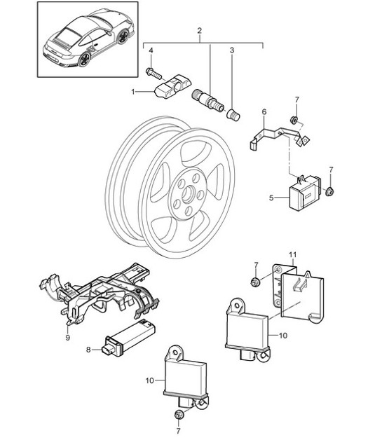 Diagram 601-005 Porsche Cayman GT4 3.8L 2015-16 Wheels, Brakes