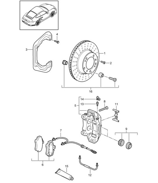 Diagram 603-000 Porsche 997 (911) MK2 2009-2012 Wheels, Brakes