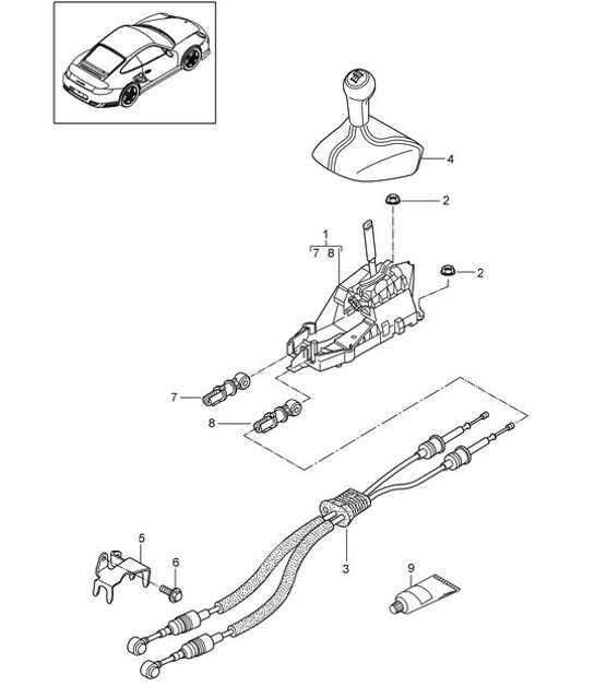 Diagram 701-000 Porsche Macan (95B) MK1 (2014-2018) Sistema de palanca manual, conjunto de pedales 